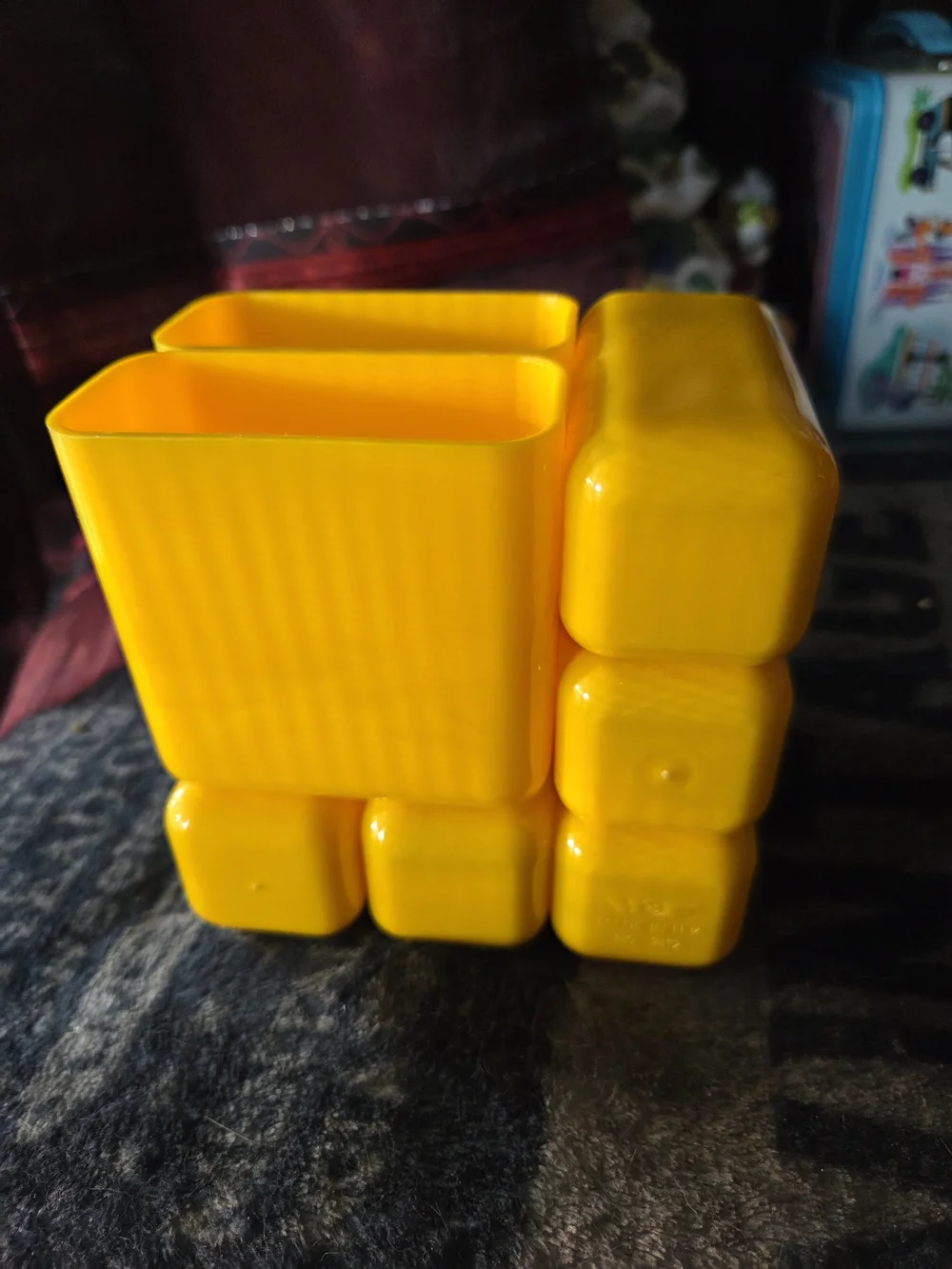 Vtg HOF Plastic Desk Caddy Yellow And White 70s/80s